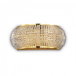 IDEAL LUX PASHA' AP3 APPLIQUE ORO CON DIFFUSORE REALIZZATO CON FILI DI PERLE DI CRISTALLO 3x40W G9