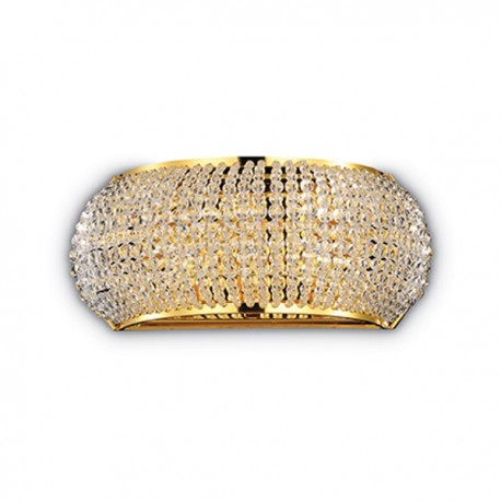IDEAL LUX PASHA' AP3 APPLIQUE ORO CON DIFFUSORE REALIZZATO CON FILI DI PERLE DI CRISTALLO 3x40W G9
