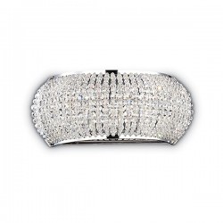 IDEAL LUX PASHA' AP3 APPLIQUE CROMO CON DIFFUSORE REALIZZATO CON FILI DI PERLE DI CRISTALLO 3x40W G9