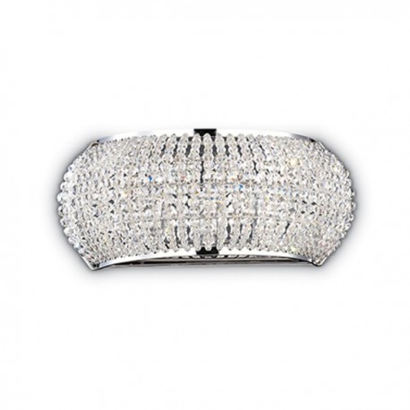 IDEAL LUX PASHA' AP3 APPLIQUE CROMO CON DIFFUSORE REALIZZATO CON FILI DI PERLE DI CRISTALLO 3x40W G9