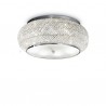 IDEAL LUX PASHA' PL10 PLAFONIERA CROMO CON DIFFUSORE REALIZZATO CON FILI DI PERLE DI CRISTALLO 10x40W E14