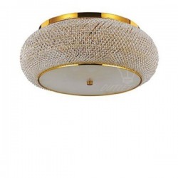 IDEAL LUX PASHA' PL10 PLAFONIERA ORO CON DIFFUSORE REALIZZATO CON FILI DI PERLE DI CRISTALLO 10x40W E14