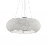 IDEAL LUX PASHA' SP14 SOSPENSIONE CROMO CON DIFFUSORE REALIZZATO CON FILI DI PERLE DI CRISTALLO 14x40W E14
