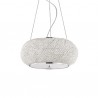 IDEAL LUX PASHA' SP6 SOSPENSIONE CROMO CON DIFFUSORE REALIZZATO CON FILI DI PERLE DI CRISTALLO 6x40W E14