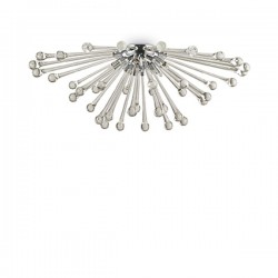 IDEAL LUX PAULINE PL5 PLAFONIERA CROMO CON  ELEMENTI IN VETRO SOFFIATO MODELLATO A MANO 5x40W G9 