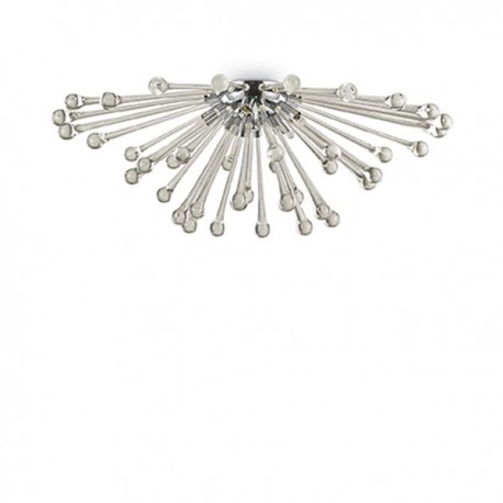 IDEAL LUX PAULINE PL5 PLAFONIERA CROMO CON  ELEMENTI IN VETRO SOFFIATO MODELLATO A MANO 5x40W G9 