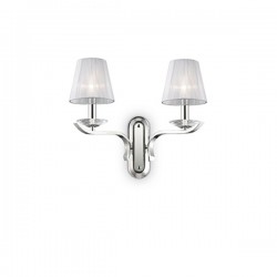 IDEAL LUX PEGASO AP2 APPLIQUE CROMO CON PARALUMI IN ORGANZA E BOBECHES/PENDAGLI IN CRISTALLO