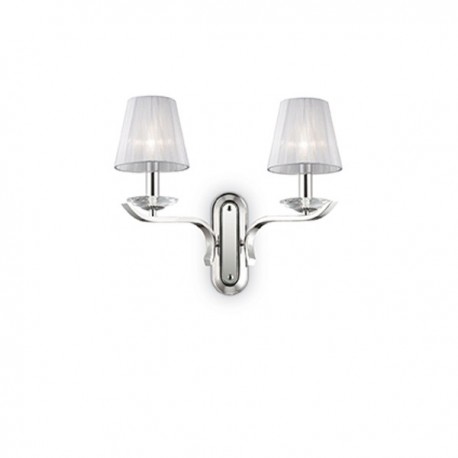 IDEAL LUX PEGASO AP2 APPLIQUE CROMO CON PARALUMI IN ORGANZA E BOBECHES/PENDAGLI IN CRISTALLO