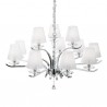 IDEAL LUX PEGASO SP12 SOSPENSIONE CROMO CON PARALUMI IN ORGANZA E BOBECHES IN CRISTALLO 12x40W