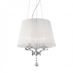 IDEAL LUX PEGASO SP3 SOSPENSIONE CROMO CON PARALUMI IN ORGANZA E BOBECHES IN CRISTALLO 3x40W