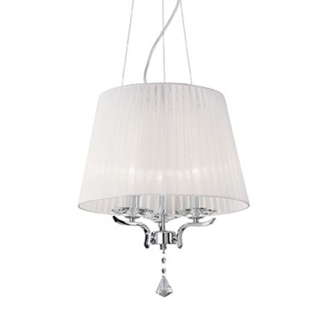 IDEAL LUX PEGASO SP3 SOSPENSIONE CROMO CON PARALUMI IN ORGANZA E BOBECHES IN CRISTALLO 3x40W