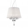 IDEAL LUX PEGASO SP3 SOSPENSIONE CROMO CON PARALUMI IN ORGANZA E BOBECHES IN CRISTALLO 3x40W