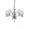 IDEAL LUX PEGASO SP5 SOSPENSIONE CROMO CON PARALUMI IN ORGANZA E BOBECHES IN CRISTALLO 5x40W