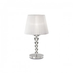 IDEAL LUX PEGASO TL1 BIG LAMPADA DA TAVOLO CROMO CON PARALUMI IN ORGANZA E BOBECHES IN CRISTALLO 60W 