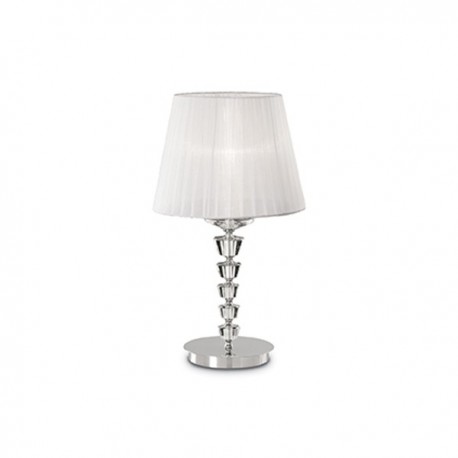 IDEAL LUX PEGASO TL1 BIG LAMPADA DA TAVOLO CROMO CON PARALUMI IN ORGANZA E BOBECHES IN CRISTALLO 60W 