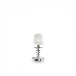 IDEAL LUX PEGASO TL1 SMALL LAMPADA DA TAVOLO CROMO CON PARALUMI IN ORGANZA E BOBECHES IN CRISTALLO 40W 