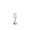 IDEAL LUX PEGASO TL1 SMALL LAMPADA DA TAVOLO CROMO CON PARALUMI IN ORGANZA E BOBECHES IN CRISTALLO 40W 