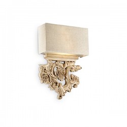 IDEAL LUX PETER AP2 APPLIQUE IN RESINA EFFETTO LEGNO CON PARALUME CANVAS  2x40W E14