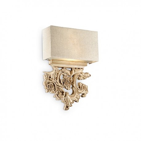IDEAL LUX PETER AP2 APPLIQUE IN RESINA EFFETTO LEGNO CON PARALUME CANVAS  2x40W E14