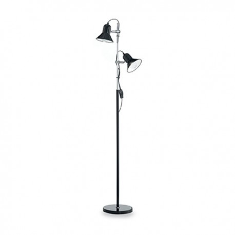 IDEAL LUX POLLY PT2 NERO PIANTANA IN METALLO CON DIFFUSORI ORIENTABILI DETTAGLI CROMO 2x60W E27