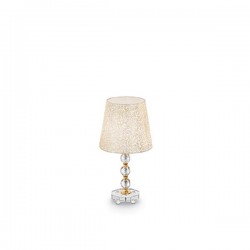 IDEAL LUX QUEEN TL1 MEDIUM LAMPADA DA TAVOLO IN METALLO DORATO E CRISTALLO CON PARALUME 60W E27