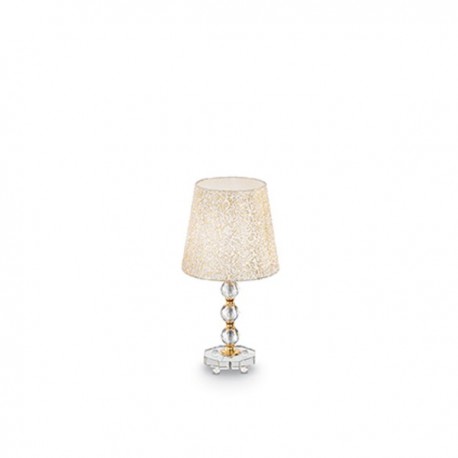 IDEAL LUX QUEEN TL1 MEDIUM LAMPADA DA TAVOLO IN METALLO DORATO E CRISTALLO CON PARALUME 60W E27