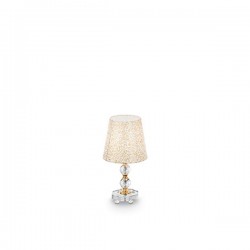 IDEAL LUX QUEEN TL1 SMALL LAMPADA DA TAVOLO IN METALLO DORATO E CRISTALLO CON PARALUME 60W E27