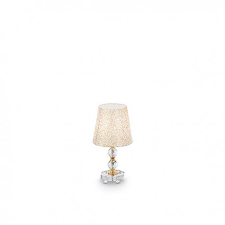 IDEAL LUX QUEEN TL1 SMALL LAMPADA DA TAVOLO IN METALLO DORATO E CRISTALLO CON PARALUME 60W E27