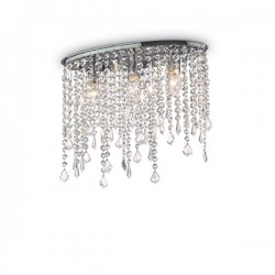IDEAL LUX RAIN CLEAR PL3 PLAFONIERA ELLITTICA CON PENDAGLI IN CRISTALLO MOLATO 3x40W E14
