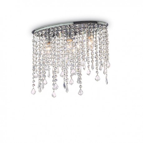 IDEAL LUX RAIN CLEAR PL3 PLAFONIERA ELLITTICA CON PENDAGLI IN CRISTALLO MOLATO 3x40W E14