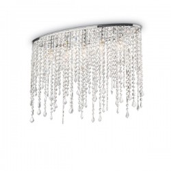 IDEAL LUX RAIN CLEAR PL5 PLAFONIERA ELLITTICA CON PENDAGLI IN CRISTALLO MOLATO 5x40W E14