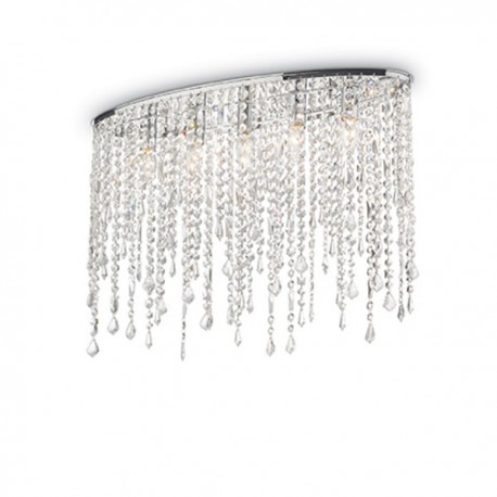 IDEAL LUX RAIN CLEAR PL5 PLAFONIERA ELLITTICA CON PENDAGLI IN CRISTALLO MOLATO 5x40W E14