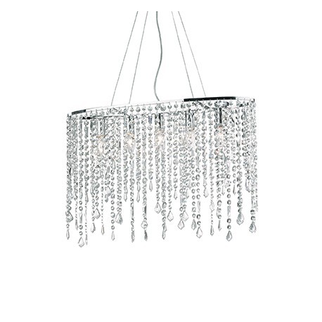 IDEAL LUX RAIN CLEAR SP5 SOSPENSIONE ELLITTICA CON PENDAGLI IN CRISTALLO MOLATO 5x40W E14