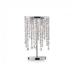 IDEAL LUX RAIN CLEAR TL2 LAMPADA DA TAVOLO CON STRUTTURA CROMO E PENDAGLI IN CRISTALLO MOLATO 2x40W E14