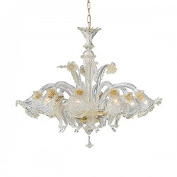 IDEAL LUX RIALTO SP8 SOSPENSIONE IN VETRO TRASPARENTE RIFINITA CON AMBRA 8x40W E14