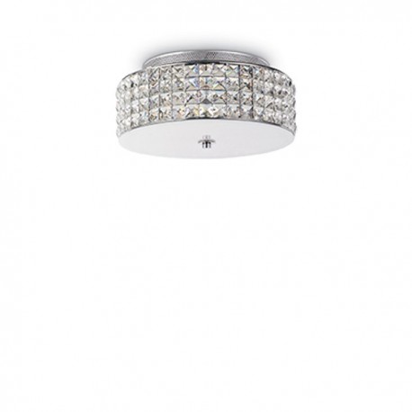 IDEAL LUX ROMA PL4 PLAFONIERA CROMO CON DIFFUSORE IN VETRO SABBIATO E CRISTALLO 4x40W G9