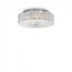 IDEAL LUX ROMA PL6 PLAFONIERA CROMO CON DIFFUSORE IN VETRO SABBIATO E CRISTALLO 6x40W G9