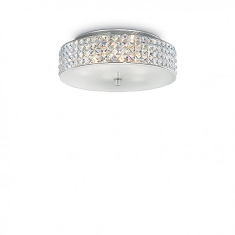 IDEAL LUX ROMA PL6 PLAFONIERA CROMO CON DIFFUSORE IN VETRO SABBIATO E CRISTALLO 6x40W G9