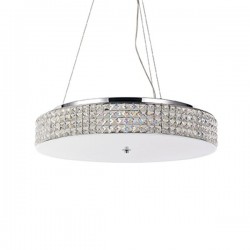 IDEAL LUX ROMA SP12 SOSPENSIONE CROMO CON DIFFUSORE IN VETRO SABBIATO E CRISTALLO 12x40W G9