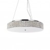 IDEAL LUX ROMA SP12 SOSPENSIONE CROMO CON DIFFUSORE IN VETRO SABBIATO E CRISTALLO 12x40W G9