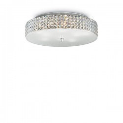 IDEAL LUX ROMA PL9 PLAFONIERA CROMO CON DIFFUSORE IN VETRO SABBIATO E CRISTALLO 9x40W G9