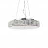 IDEAL LUX ROMA SP9 SOSPENSIONE CROMO CON DIFFUSORE IN VETRO SABBIATO E CRISTALLO 9x40W G9
