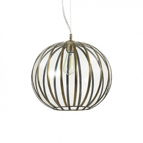 IDEAL LUX RONDO SP1 D40 SOSPENSIONE IN METALLO E  LASTRE DI VETRO TRASPARENTE 60W E27