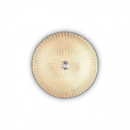 IDEAL LUX SHELL PL3 PLAFONIERA IN VETRO COLOR AMBRA DECORATA CON GRANIGLIA 3x60W E27