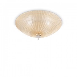 IDEAL LUX SHELL PL4 PLAFONIERA IN VETRO COLOR AMBRA DECORATA CON GRANIGLIA 4x60W E27
