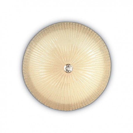 IDEAL LUX SHELL PL6 PLAFONIERA IN VETRO COLOR AMBRA DECORATA CON GRANIGLIA 6x60W E27
