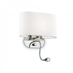 IDEAL LUX SHERATON AP2 APPLIQUE IN METALLO CON PARALUME RIVESTITO IN TESSUTO BIANCO 