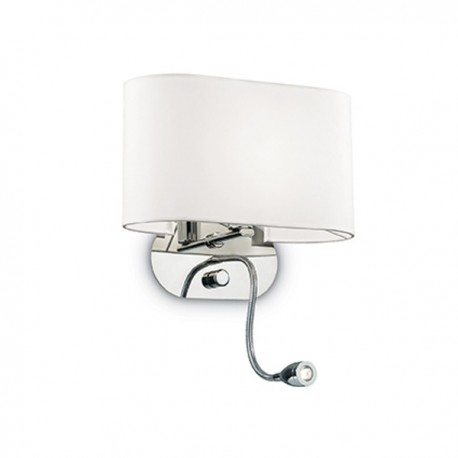 IDEAL LUX SHERATON AP2 APPLIQUE IN METALLO CON PARALUME RIVESTITO IN TESSUTO BIANCO 
