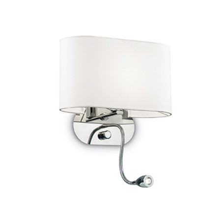 IDEAL LUX SHERATON AP2 APPLIQUE IN METALLO CON PARALUME RIVESTITO IN TESSUTO BIANCO 
