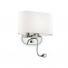 IDEAL LUX SHERATON AP2 APPLIQUE IN METALLO CON PARALUME RIVESTITO IN TESSUTO BIANCO 